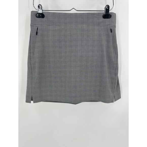 Athleta Skort Womens 8 Black White Houndstooth Plaid Athletic Lined Zip Pockets - Picture 1 of 16